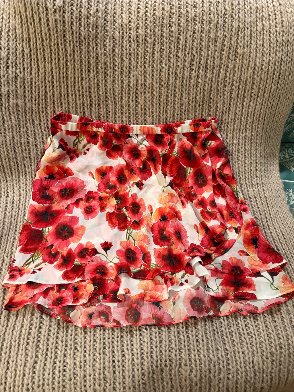 Haute Hippie Red Poppy Floral Circle Skirt